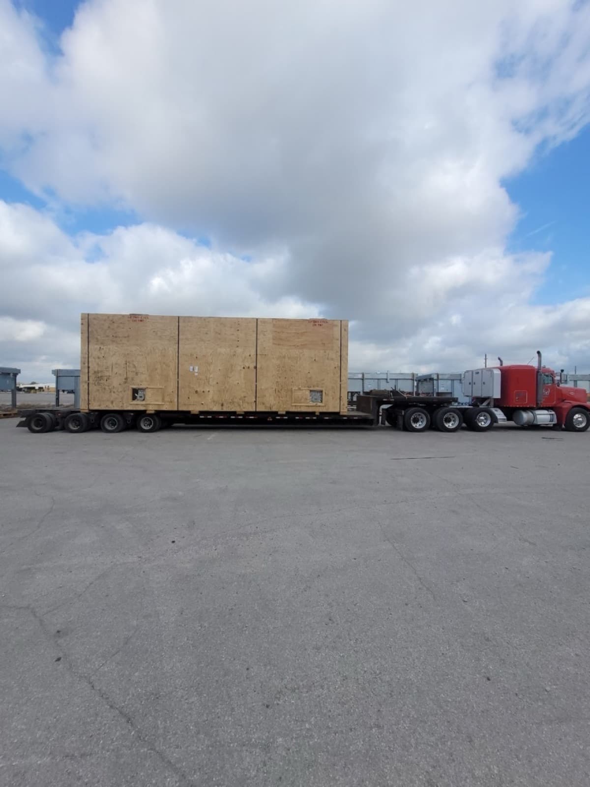 Loaded trailer staged in the yard, ready to leave