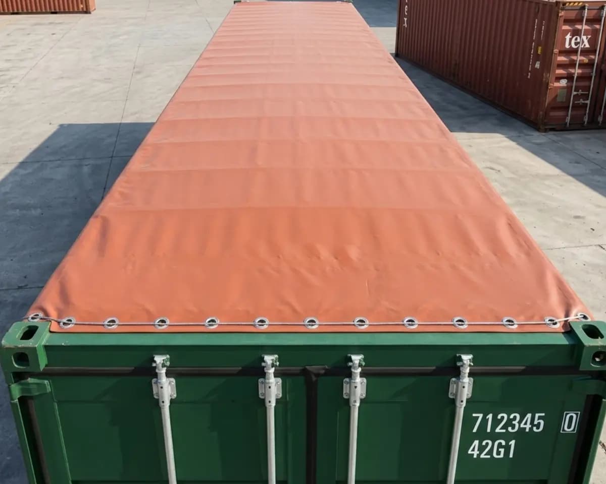 Oversized equipment loaded into open top container.