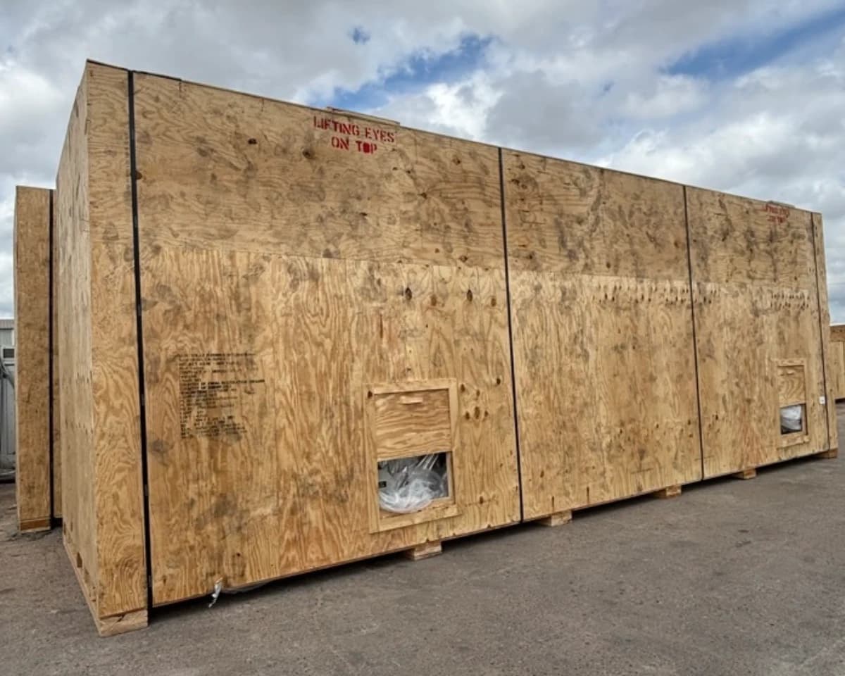 Custom wood crate built for heavy equipment export.
