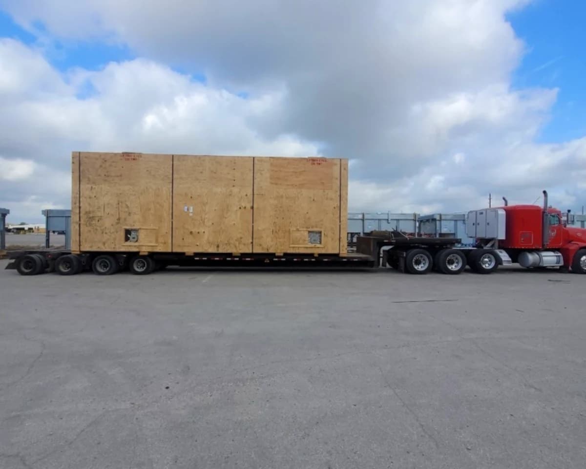 Equipment crated for export at Houston facility.