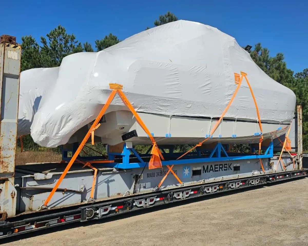 Custom boat cradle built for yacht export.