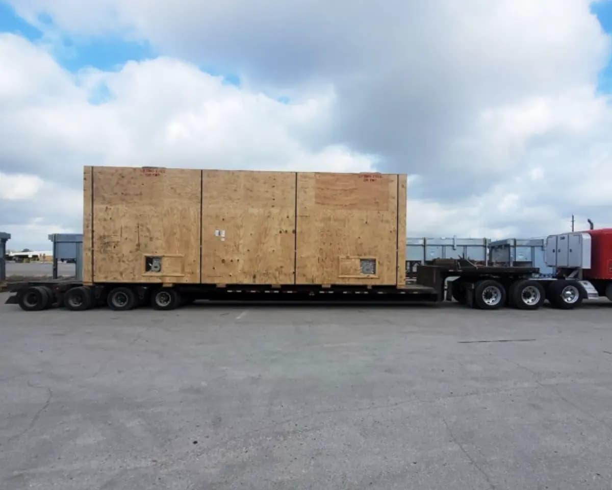 Yacht crated for oversized export transport.